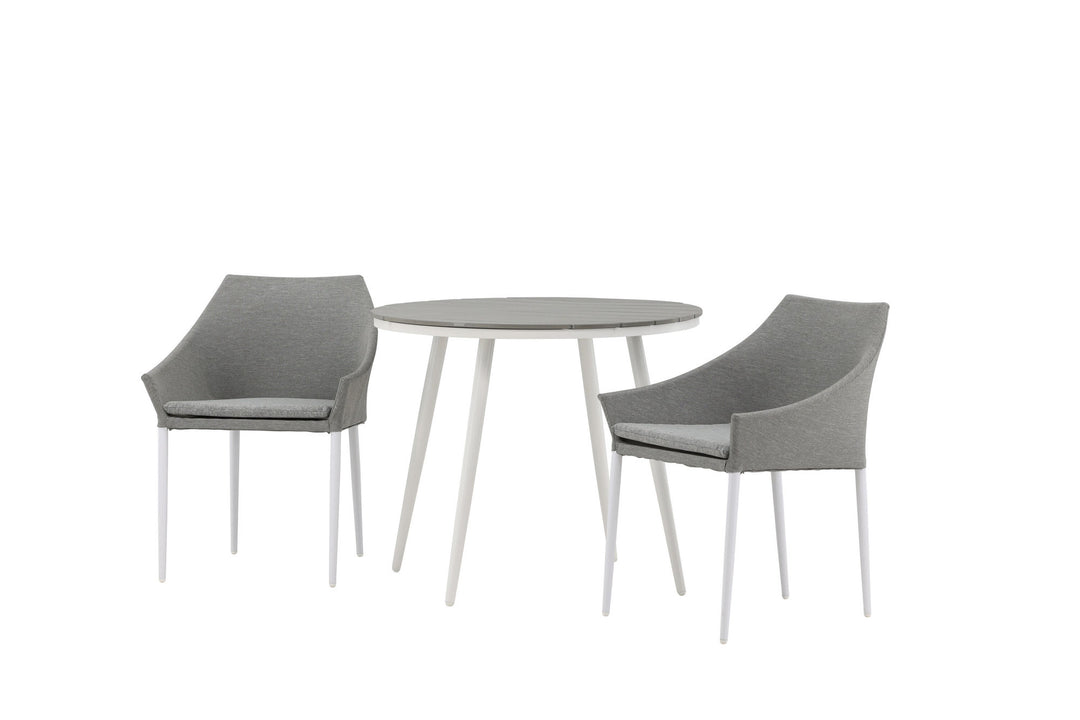 Venture Home Break - Dining Table Round- White / Grey - Alu / Aintwood - 90ø _1+ Spoga - Dining Chair- White / Grey - - _2