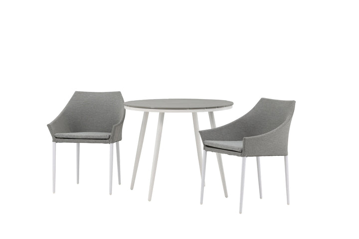 Venture Home Break - Dining Table Round- White / Grey - Alu / Aintwood - 90ø _1+ Spoga - Dining Chair- White / Grey - - _2