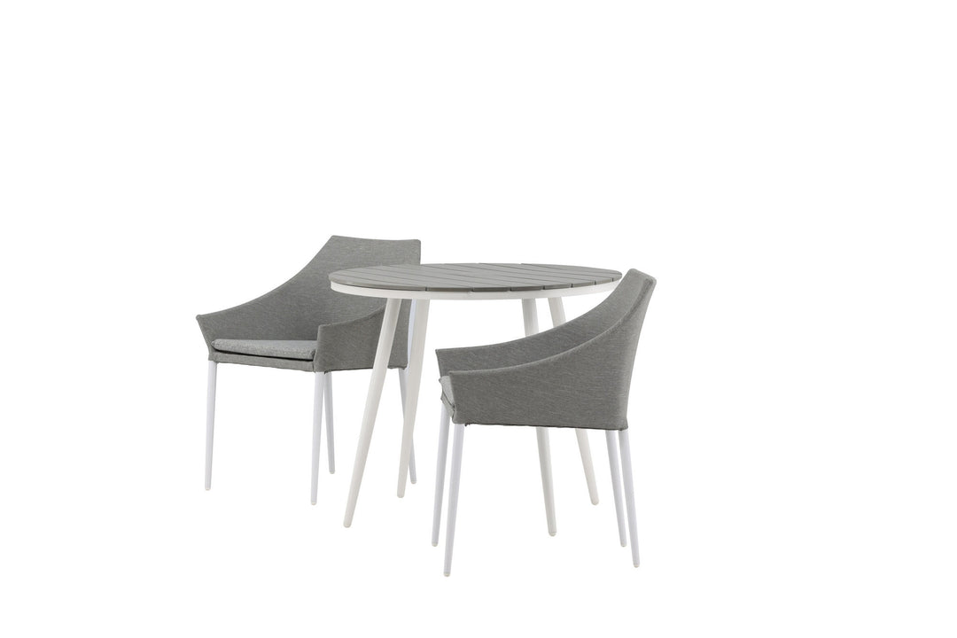 Venture Home Break - Dining Table Round- White / Grey - Alu / Aintwood - 90ø _1+ Spoga - Dining Chair- White / Grey - - _2
