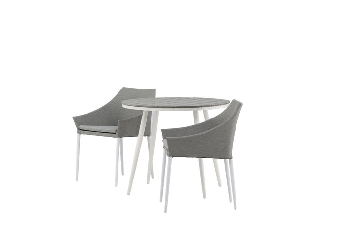 Venture Home Break - Dining Table Round- White / Grey - Alu / Aintwood - 90ø _1+ Spoga - Dining Chair- White / Grey - - _2