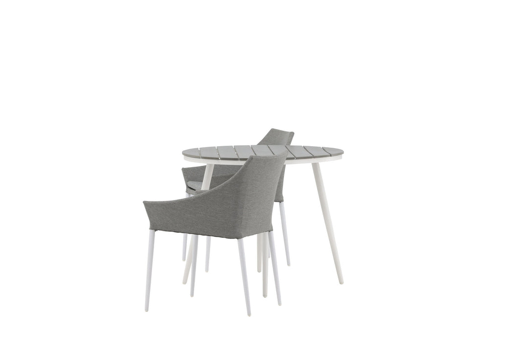 Venture Home Break - Dining Table Round- White / Grey - Alu / Aintwood - 90ø _1+ Spoga - Dining Chair- White / Grey - - _2