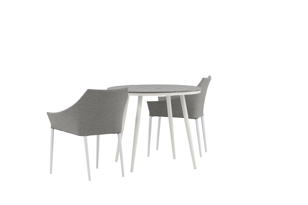 Venture Home Break - Dining Table Round- White / Grey - Alu / Aintwood - 90ø _1+ Spoga - Dining Chair- White / Grey - - _2