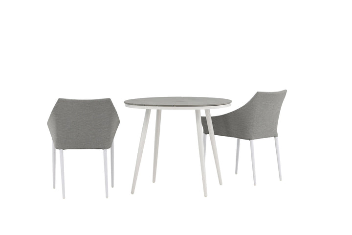 Venture Home Break - Dining Table Round- White / Grey - Alu / Aintwood - 90ø _1+ Spoga - Dining Chair- White / Grey - - _2