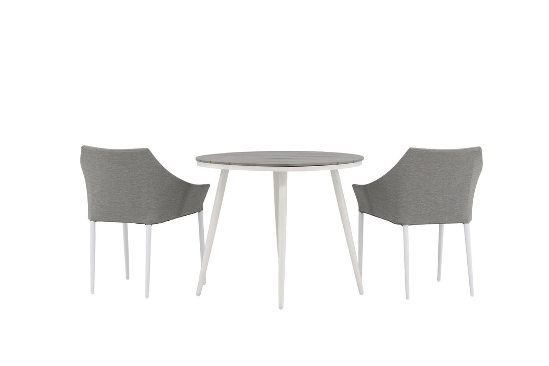 Venture Home Break - Dining Table Round- White / Grey - Alu / Aintwood - 90ø _1+ Spoga - Dining Chair- White / Grey - - _2