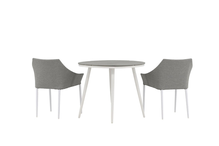 Venture Home Break - Dining Table Round- White / Grey - Alu / Aintwood - 90ø _1+ Spoga - Dining Chair- White / Grey - - _2
