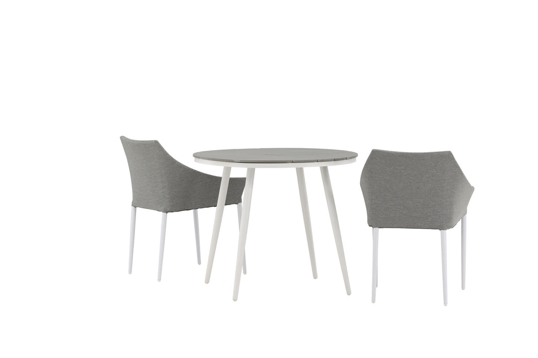Venture Home Break - Dining Table Round- White / Grey - Alu / Aintwood - 90ø _1+ Spoga - Dining Chair- White / Grey - - _2