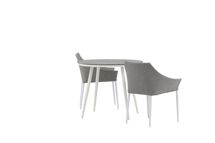 Venture Home Break - Dining Table Round- White / Grey - Alu / Aintwood - 90ø _1+ Spoga - Dining Chair- White / Grey - - _2