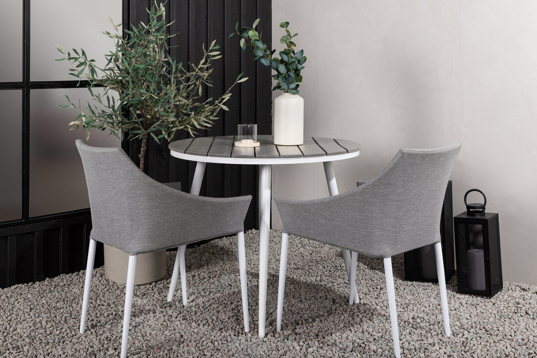 Venture Home Break - Dining Table Round- White / Grey - Alu / Aintwood - 90ø _1+ Spoga - Dining Chair- White / Grey - - _2