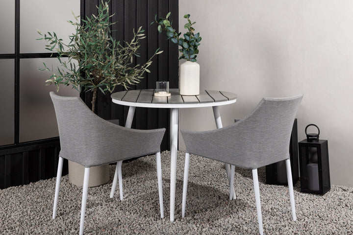 Venture Home Break - Dining Table Round- White / Grey - Alu / Aintwood - 90ø _1+ Spoga - Dining Chair- White / Grey - - _2