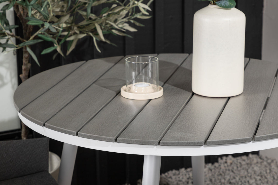 Venture Home Break - Dining Table Round- White / Grey - Alu / Aintwood - 90ø _1+ Spoga - Dining Chair- White / Grey - - _2