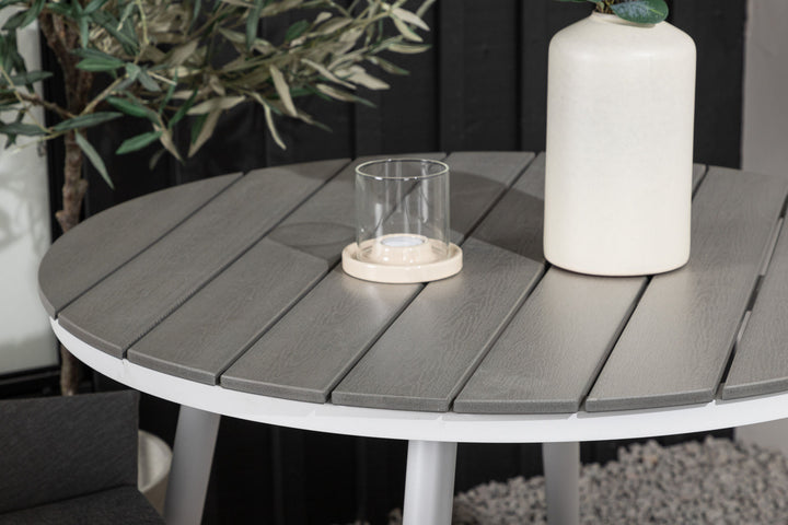 Venture Home Break - Dining Table Round- White / Grey - Alu / Aintwood - 90ø _1+ Spoga - Dining Chair- White / Grey - - _2