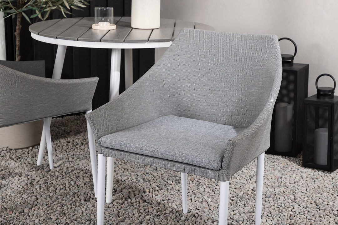 Venture Home Break - Dining Table Round- White / Grey - Alu / Aintwood - 90ø _1+ Spoga - Dining Chair- White / Grey - - _2