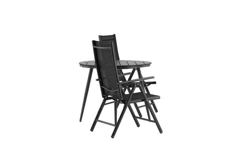 Venture Home Break - Dining Table Round- Black / Black - Alu / Aintwood - 90ø _1+ Break 5:pos Chair - Black/Black _2
