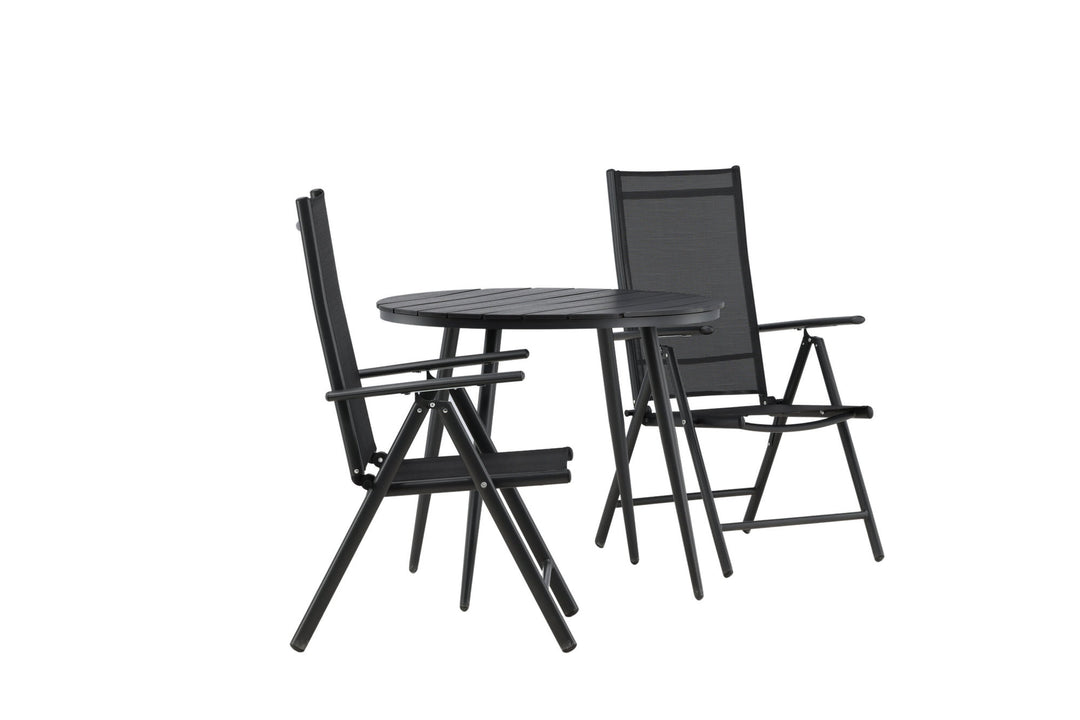 Venture Home Break - Dining Table Round- Black / Black - Alu / Aintwood - 90ø _1+ Break 5:pos Chair - Black/Black _2