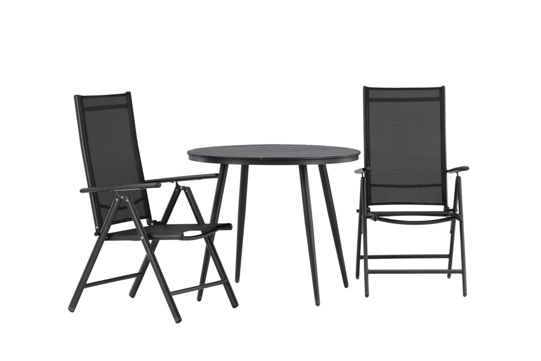 Venture Home Break - Dining Table Round- Black / Black - Alu / Aintwood - 90ø _1+ Break 5:pos Chair - Black/Black _2