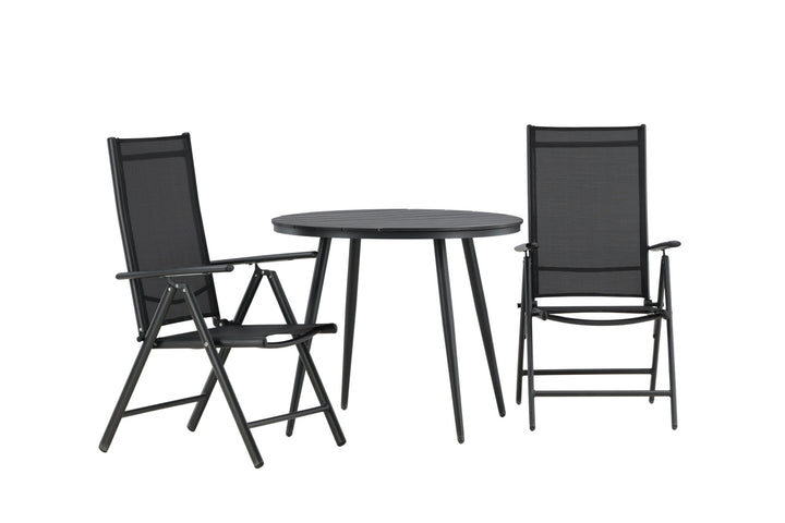 Venture Home Break - Dining Table Round- Black / Black - Alu / Aintwood - 90ø _1+ Break 5:pos Chair - Black/Black _2