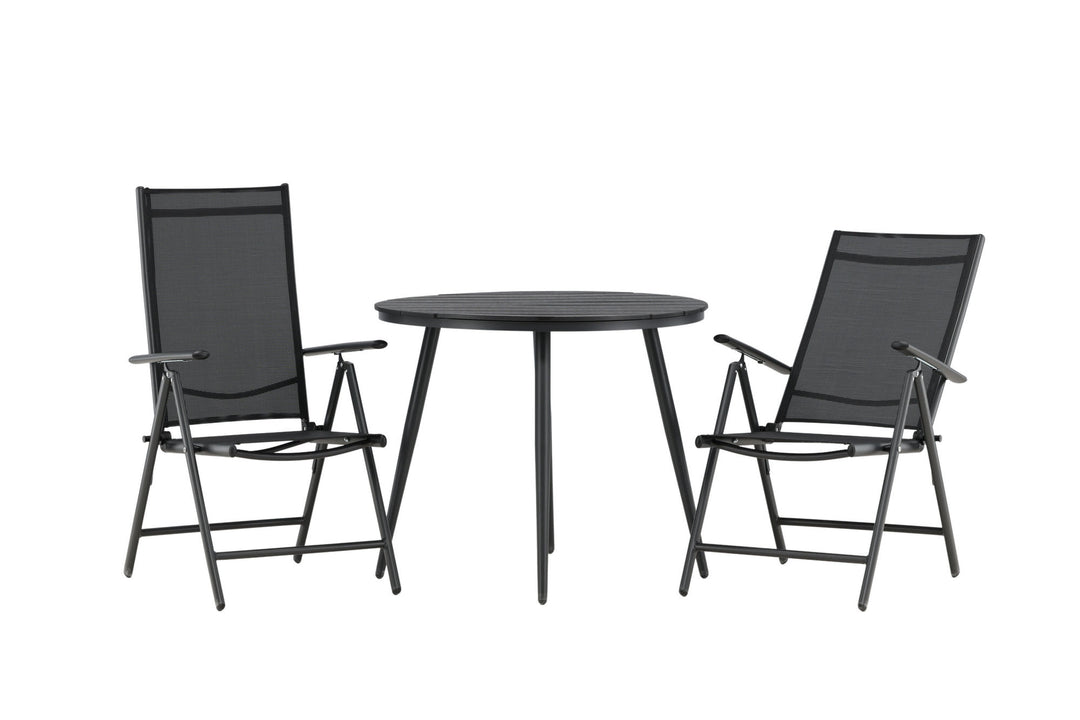 Venture Home Break - Dining Table Round- Black / Black - Alu / Aintwood - 90ø _1+ Break 5:pos Chair - Black/Black _2