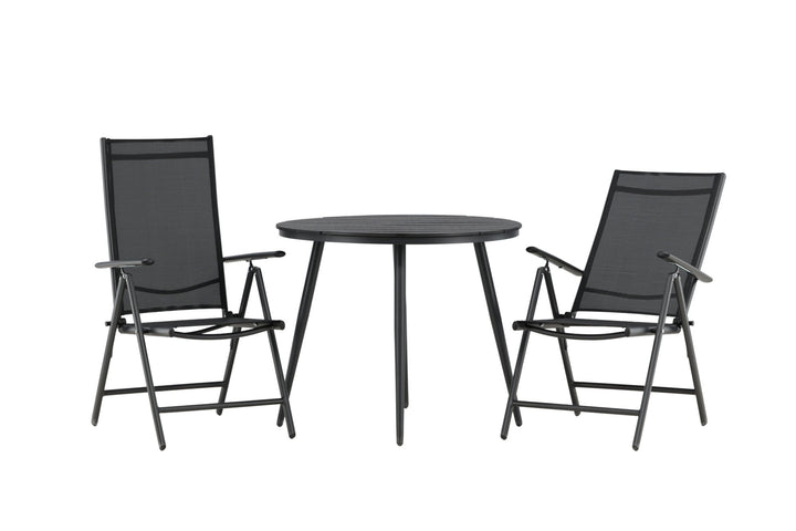 Venture Home Break - Dining Table Round- Black / Black - Alu / Aintwood - 90ø _1+ Break 5:pos Chair - Black/Black _2