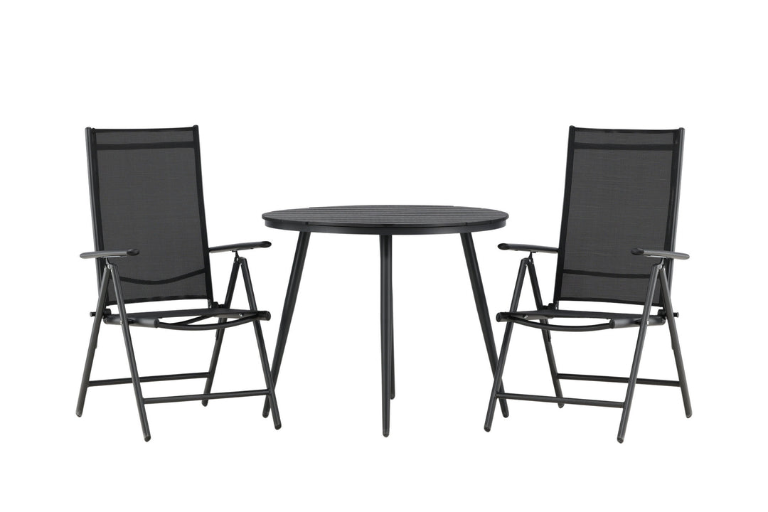 Venture Home Break - Dining Table Round- Black / Black - Alu / Aintwood - 90ø _1+ Break 5:pos Chair - Black/Black _2