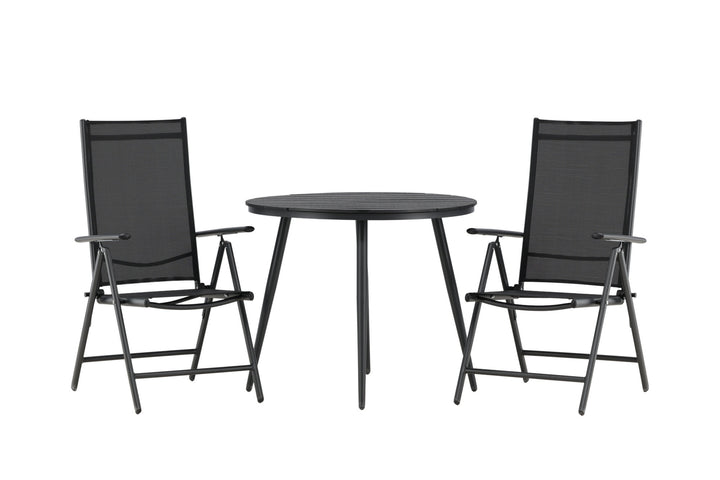 Venture Home Break - Dining Table Round- Black / Black - Alu / Aintwood - 90ø _1+ Break 5:pos Chair - Black/Black _2