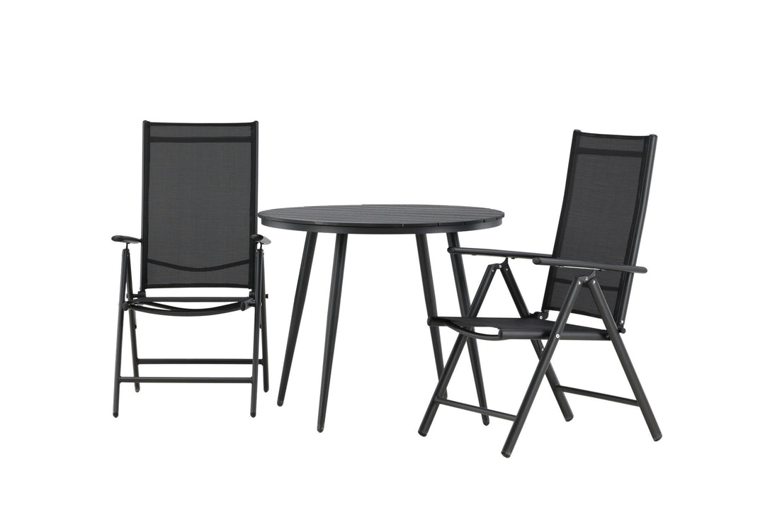 Venture Home Break - Dining Table Round- Black / Black - Alu / Aintwood - 90ø _1+ Break 5:pos Chair - Black/Black _2