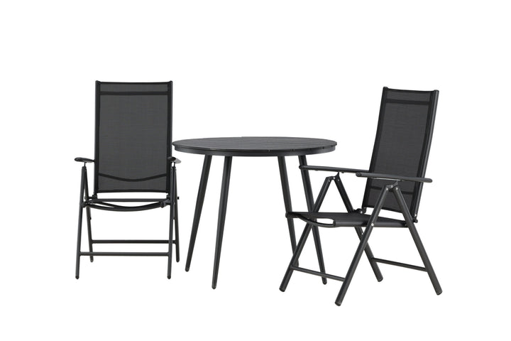 Venture Home Break - Dining Table Round- Black / Black - Alu / Aintwood - 90ø _1+ Break 5:pos Chair - Black/Black _2