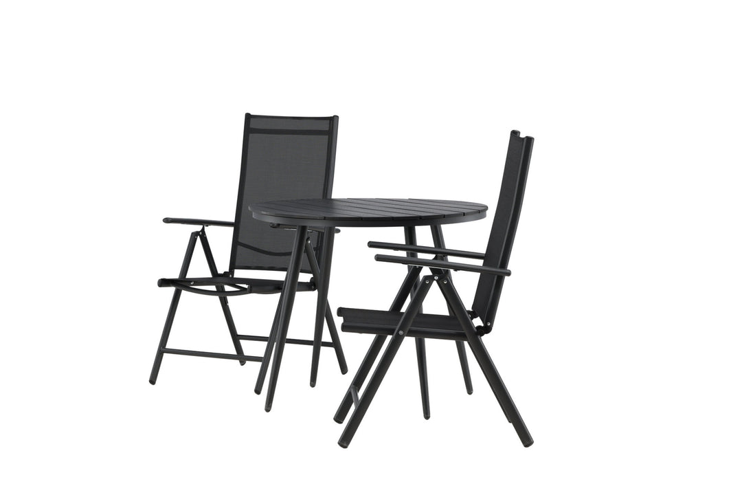 Venture Home Break - Dining Table Round- Black / Black - Alu / Aintwood - 90ø _1+ Break 5:pos Chair - Black/Black _2