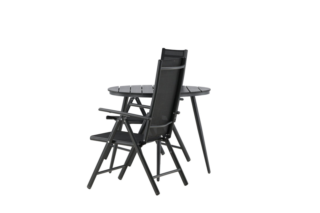 Venture Home Break - Dining Table Round- Black / Black - Alu / Aintwood - 90ø _1+ Break 5:pos Chair - Black/Black _2