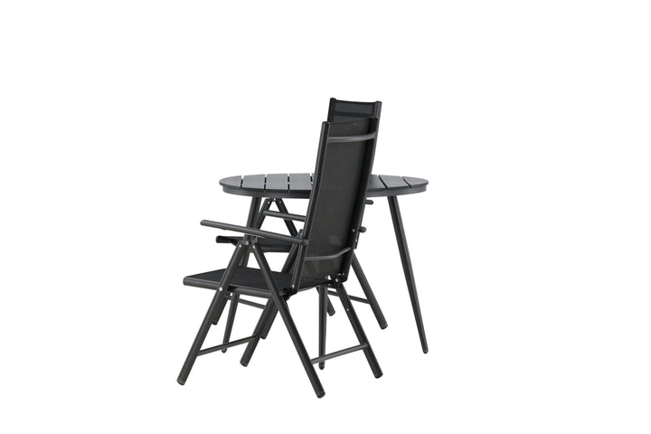 Venture Home Break - Dining Table Round- Black / Black - Alu / Aintwood - 90ø _1+ Break 5:pos Chair - Black/Black _2