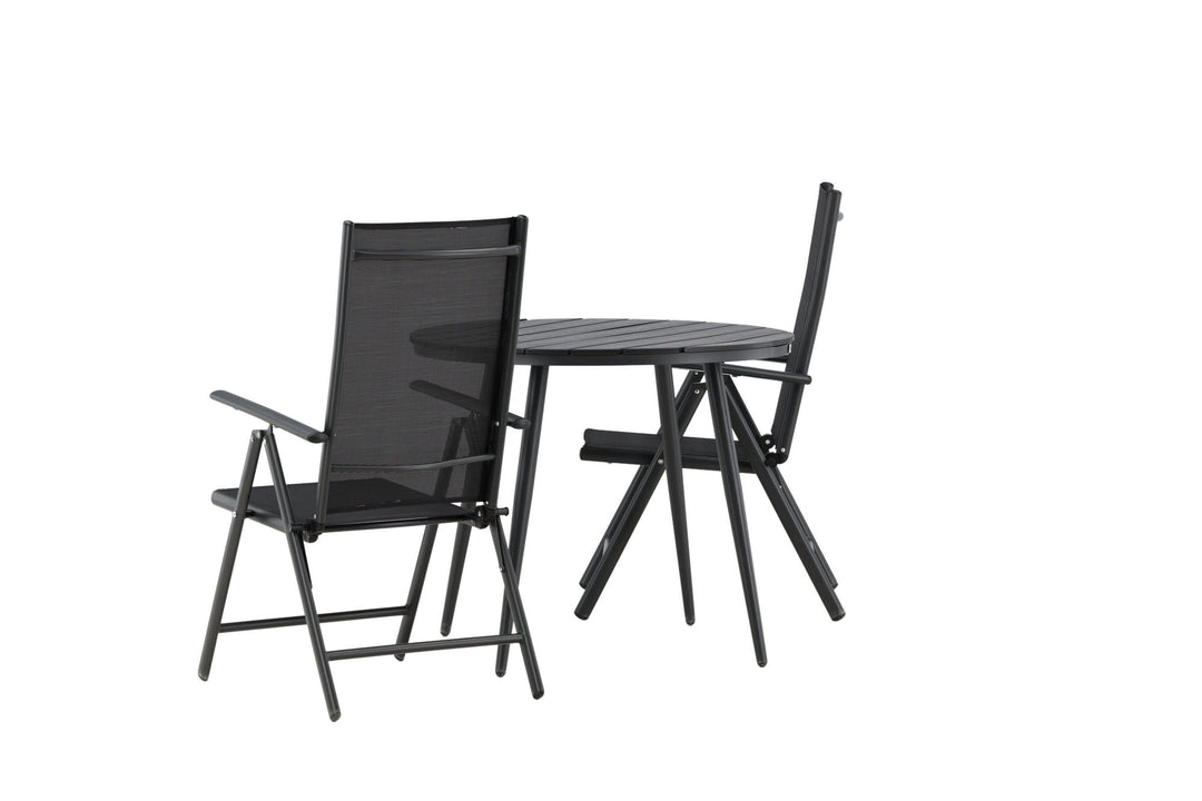 Venture Home Break - Dining Table Round- Black / Black - Alu / Aintwood - 90ø _1+ Break 5:pos Chair - Black/Black _2