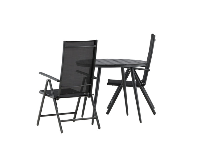 Venture Home Break - Dining Table Round- Black / Black - Alu / Aintwood - 90ø _1+ Break 5:pos Chair - Black/Black _2