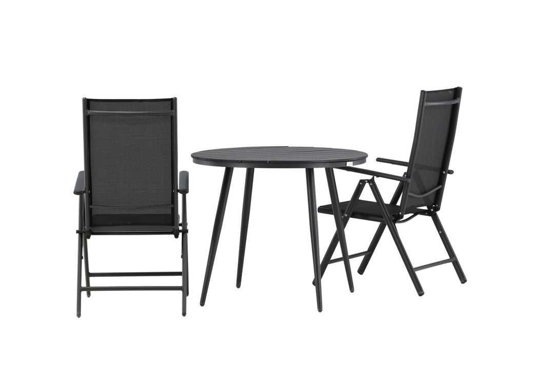Venture Home Break - Dining Table Round- Black / Black - Alu / Aintwood - 90ø _1+ Break 5:pos Chair - Black/Black _2