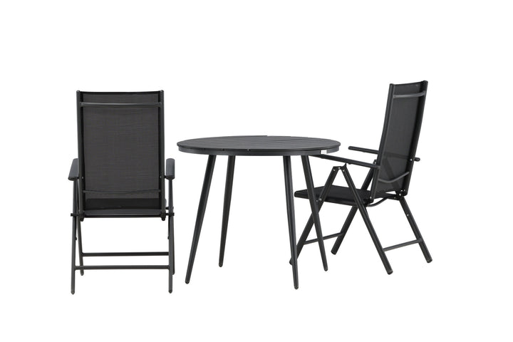 Venture Home Break - Dining Table Round- Black / Black - Alu / Aintwood - 90ø _1+ Break 5:pos Chair - Black/Black _2