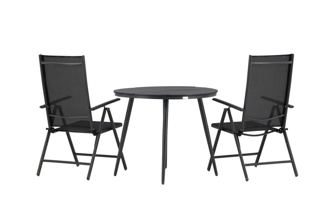 Venture Home Break - Dining Table Round- Black / Black - Alu / Aintwood - 90ø _1+ Break 5:pos Chair - Black/Black _2