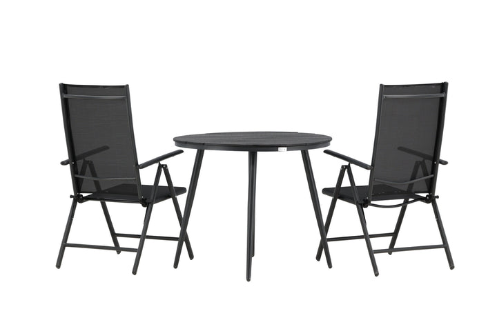 Venture Home Break - Dining Table Round- Black / Black - Alu / Aintwood - 90ø _1+ Break 5:pos Chair - Black/Black _2