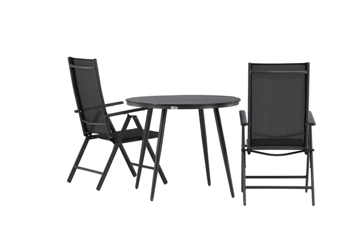 Venture Home Break - Dining Table Round- Black / Black - Alu / Aintwood - 90ø _1+ Break 5:pos Chair - Black/Black _2
