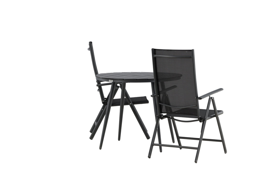 Venture Home Break - Dining Table Round- Black / Black - Alu / Aintwood - 90ø _1+ Break 5:pos Chair - Black/Black _2