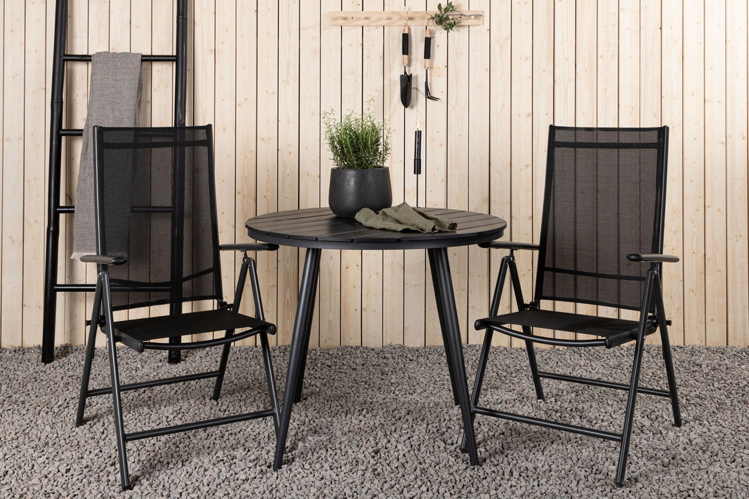 Venture Home Break - Dining Table Round- Black / Black - Alu / Aintwood - 90ø _1+ Break 5:pos Chair - Black/Black _2