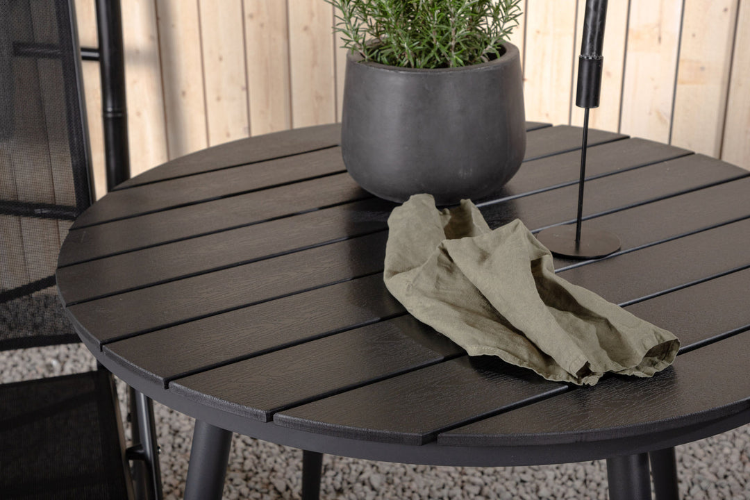 Venture Home Break - Dining Table Round- Black / Black - Alu / Aintwood - 90ø _1+ Break 5:pos Chair - Black/Black _2