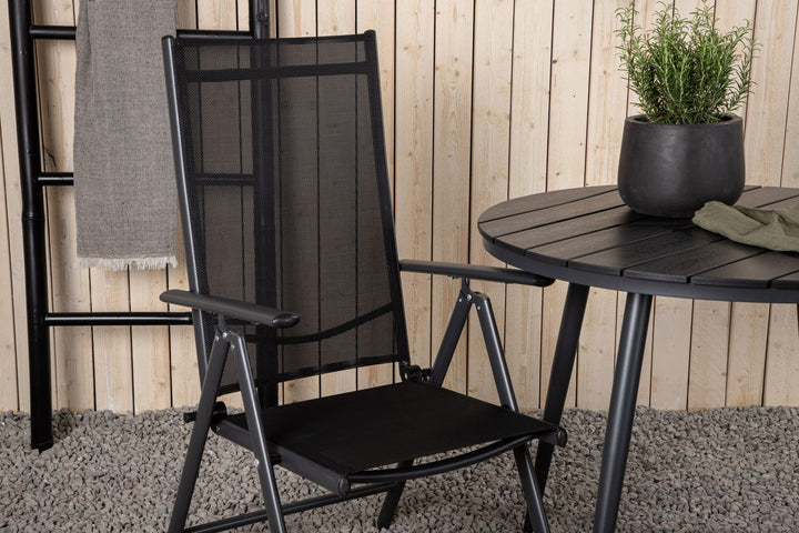 Venture Home Break - Dining Table Round- Black / Black - Alu / Aintwood - 90ø _1+ Break 5:pos Chair - Black/Black _2