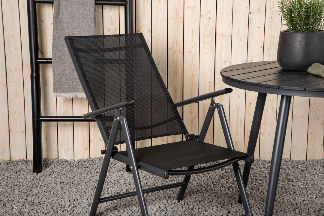 Venture Home Break - Dining Table Round- Black / Black - Alu / Aintwood - 90ø _1+ Break 5:pos Chair - Black/Black _2
