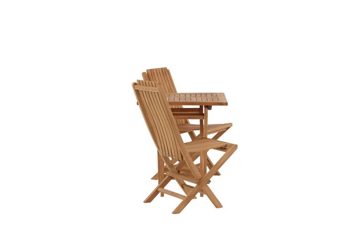 Venture Home Kenya - Folding Table- Natural - Teak - 70*70cm _1+ Ghana - Folding Chair- Natural - Teak - _2