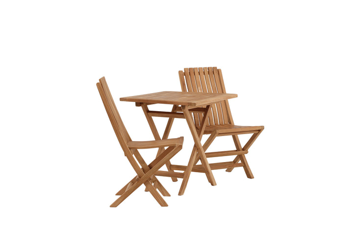 Venture Home Kenya - Folding Table- Natural - Teak - 70*70cm _1+ Ghana - Folding Chair- Natural - Teak - _2