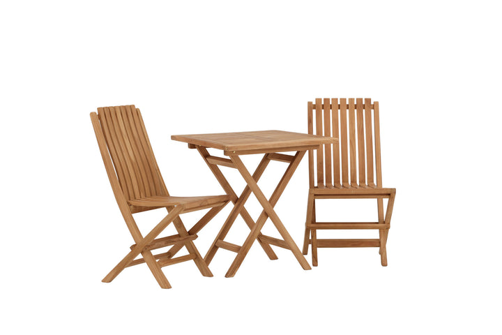 Venture Home Kenya - Folding Table- Natural - Teak - 70*70cm _1+ Ghana - Folding Chair- Natural - Teak - _2