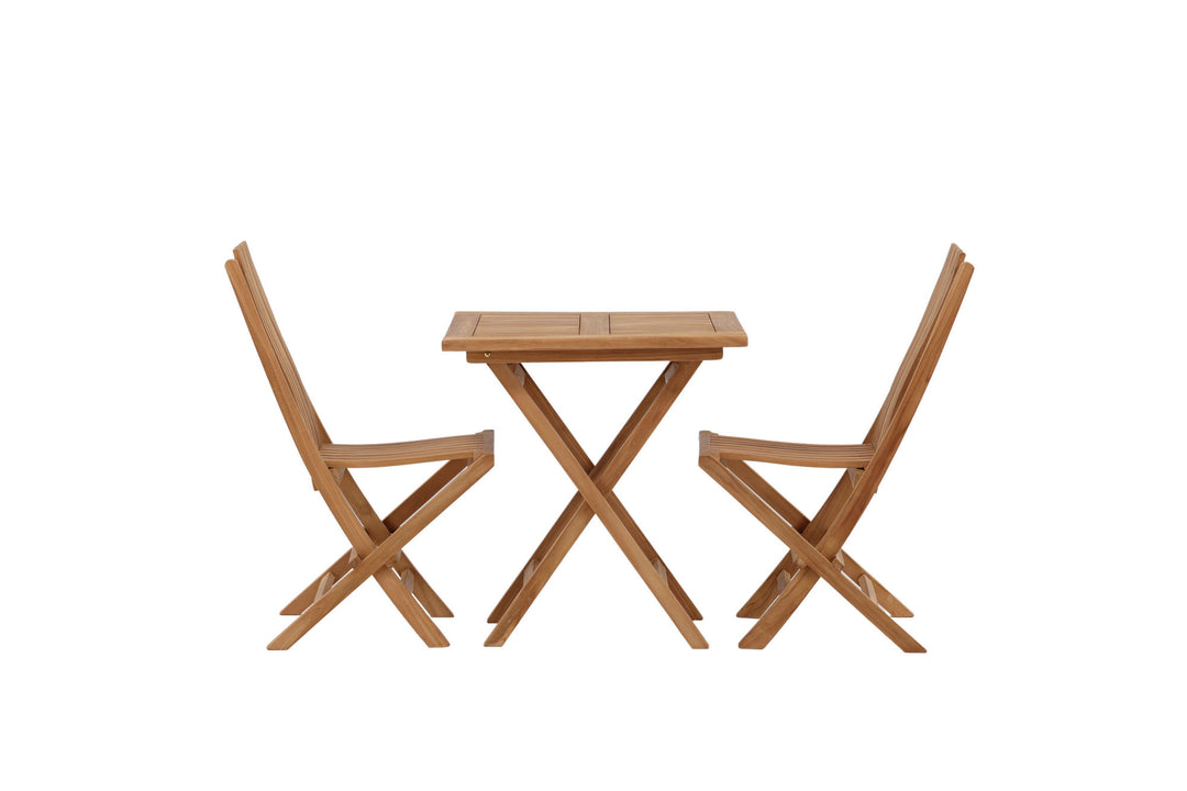 Venture Home Kenya - Folding Table- Natural - Teak - 70*70cm _1+ Ghana - Folding Chair- Natural - Teak - _2