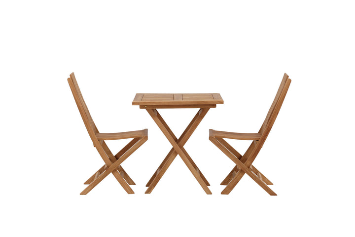 Venture Home Kenya - Folding Table- Natural - Teak - 70*70cm _1+ Ghana - Folding Chair- Natural - Teak - _2