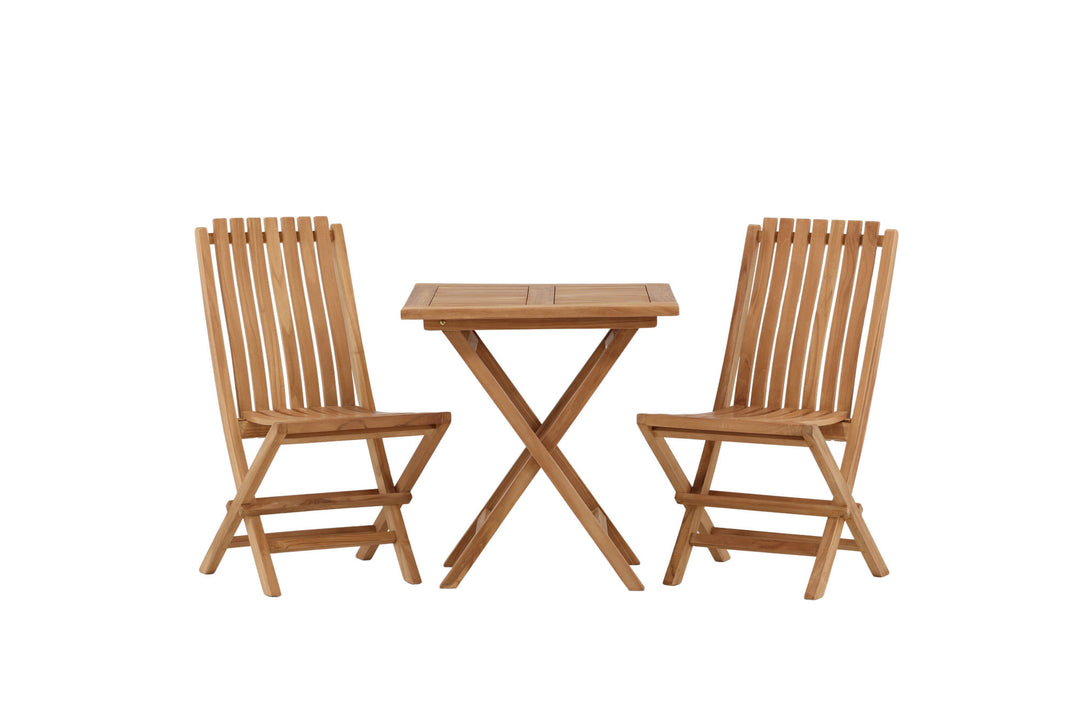 Venture Home Kenya - Folding Table- Natural - Teak - 70*70cm _1+ Ghana - Folding Chair- Natural - Teak - _2