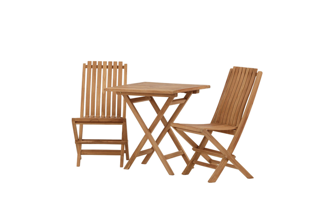 Venture Home Kenya - Folding Table- Natural - Teak - 70*70cm _1+ Ghana - Folding Chair- Natural - Teak - _2