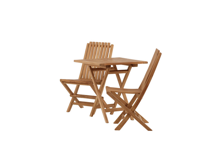 Venture Home Kenya - Folding Table- Natural - Teak - 70*70cm _1+ Ghana - Folding Chair- Natural - Teak - _2