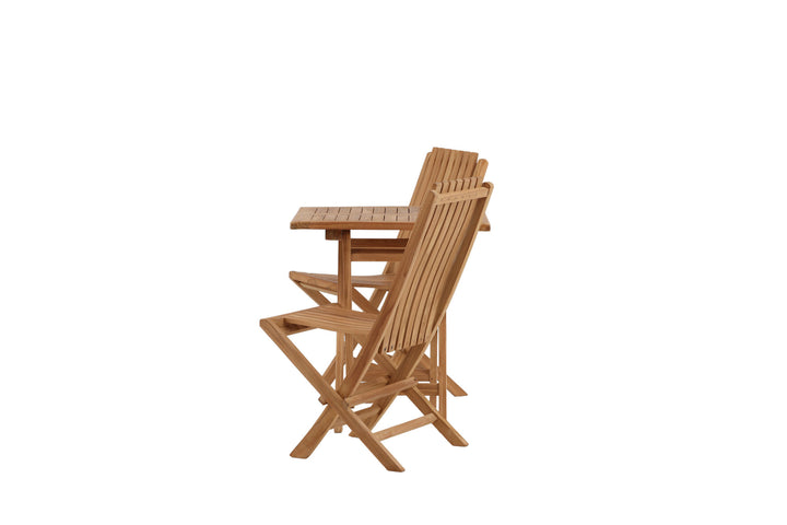 Venture Home Kenya - Folding Table- Natural - Teak - 70*70cm _1+ Ghana - Folding Chair- Natural - Teak - _2